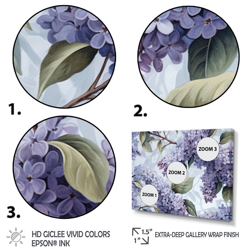 Designart "Purple Ang Grey Lilac Fragrant Blooms IV" Lilacs Framed Wall